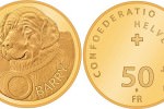 Золотая монета Швейцарии "Собака Барри"