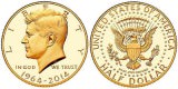 Золотая монета США с портретом Джона Кеннеди