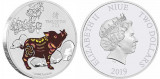 Серебряная монета Новой Зеландии "Год свиньи 2019"
