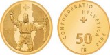 Золотая монета Швейцарии "Bильгельм Телль"