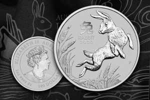 Монета Австралии из платины «Год кролика» 2023