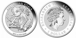 Серебряная монета Австралии "Коала" 2018