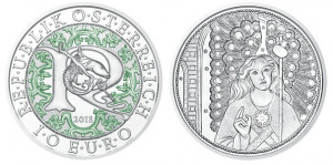 Серебряная монета Австрии "Архангел Рафаил"