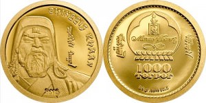 Золотая монета Монголии в честь Чингисхана
