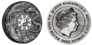 Серебряная монета "Дракон и Феникс" 2019
