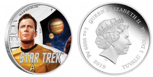 Серебряная монета "Звёздный путь: капитан Кирк"