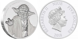 Серебряная монета "Звёздные войны: Йода" 2 унции