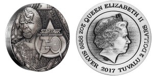 Серебряная монета "Звёздный путь: командор Ворф"
