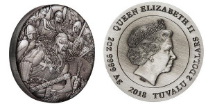 Серебряная монета "Сражение викингов" 2 унции
