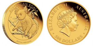 Золотая монета "Коала" 500 долларов