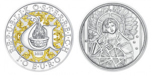 Серебряная монета Австрии "Архангел Уриил"