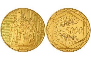 Золотые монеты 5000 евро выпущены в Париже