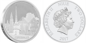 Серебряная монета "Великие города: Копенгаген" 1 унция