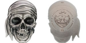 Серебряная монета в виде черепа 5 долларов