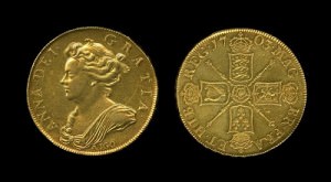 В Англии нашли очень редкую золотую монету 5 гиней