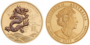 Золотая монета "Драгоценный дракон" 2019