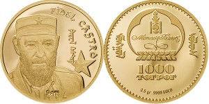 Золотая монета Монголии в честь Фиделя Кастро